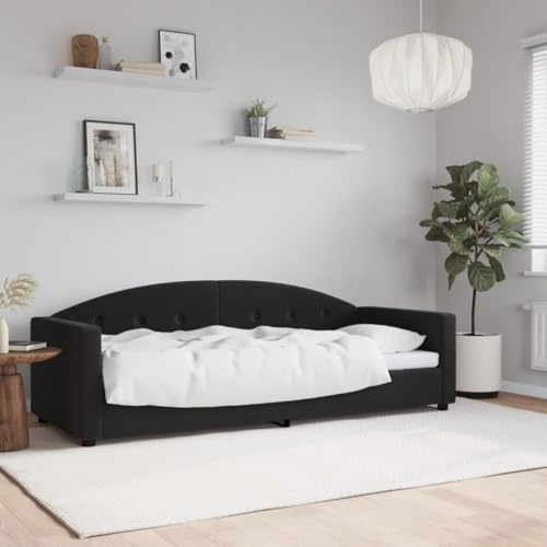 Bucmath Tagesbett Schwarz 80x200 cm Samt, Modernes Schlafsofa mit Robustem Metall- & Massivholzgestell, Vielseitiges Gästebett für Wohn- & Schlafzimmer, Bequemes Polster