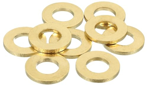 QUARKZMAN 9 Piezas Arandelas Planas Latón. Kit Arandelas Cobre M12 Para Tornillos. Diámetro Interno 12mm. Diámetro Externo 24mm. Grosor 2.5mm Para Reparación Maquinaria Y Construcción