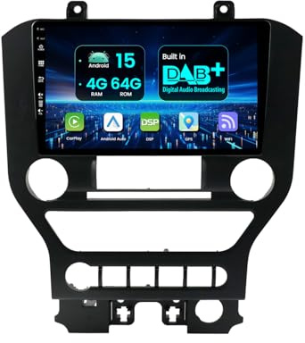 MISONDA Intégré Dab 4G+64GB Autoradio Android 15 pour Ford Mustang 2015-2020 avec Caméra et Mic Carplay Android Auto RDS SWC WiFi 9 Pouces IPS