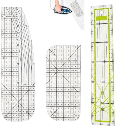 3 Stück Bügellineal Hitzebeständig, Schneiderlineal, Schneiderhandwerk Hot Ironing Ruler, Heißbügellineal Universal, Heißes Lineal, Hitzebeständiges Lineal, Handmaß Nähen Zubehör für Aufbügeln, Bastel
