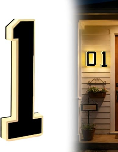 9 Inch Solar Lighted House Numbers for Outside, Light Up Waterproof LED Address Numbers Signs for Houses, 2026 New Large Personalized Illuminated Exterior Modern House Numbers Light (1)