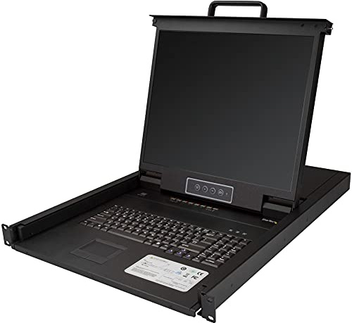 StarTech 8-Port 1HE 19 LCD KVM-Konsole mit 1,8m Kabeln (RKCONS1908K) | VGA KVM-Switch, US-Tastatur QWERTY, OSD, Trackpad, USB 2.0, MTBF 50.000 Stunden