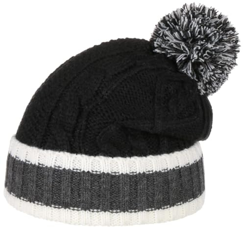 Lipodo Tricolour Bommelmütze Damen Herren Gestreift Wärmeisolierendes Fleecefutter Ohrenschutz Rippstrick Herbst Winter