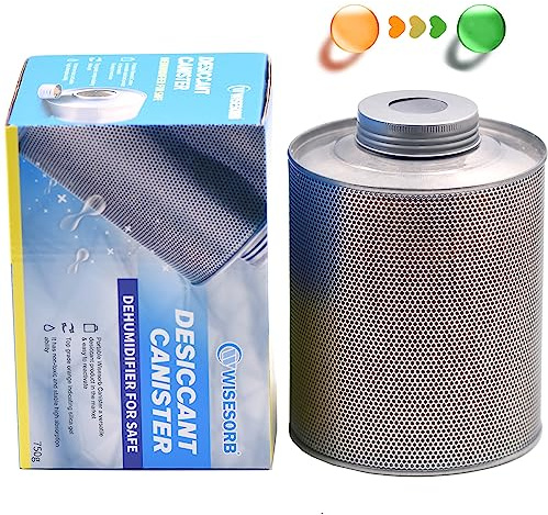 WiseSorb - Déshumidificateur de 750g réutilisable à base de gel de silice indicateur orange → vert - Idéal pour coffre fort, placards, camping car - Protection efficace contre l’humidité