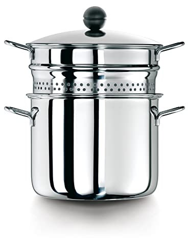 Barazzoni CuociPasta con Coperchio e Ponticello in Acciaio Inox 18/10, ø22cm, capacità 6Lt, Acciaio inox 18/10. Made in Italy.