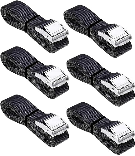 Lashing Straps Tie Down Straps Heavy Dust Cargo Tie Down Nylon Straps with Zinc Alloy Lock 6Pack 12ft(Black,3.5m x 25mm)