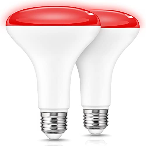 L LOHAS LED Red Flood Light Bulbs, Christmas LED BR30 Pure Red Flood Light Indoor 65W Equivalent, 11 Watt Colored Can Light Bulbs E26, for New Year, Home Lighting, Holiday Party Decoration, 2 Pack