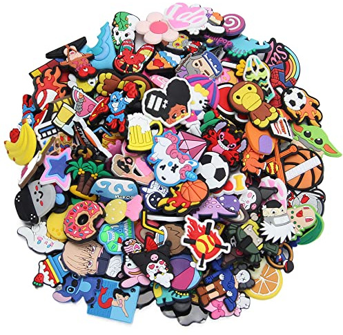 Keboyoe 50pcs Différents Motifs aléatoires en PVC pour Chaussures Bracelet | Charmes de Chaussures Dessin Animé, Pendentif pour Chaussures, Bijoux de Chaussures