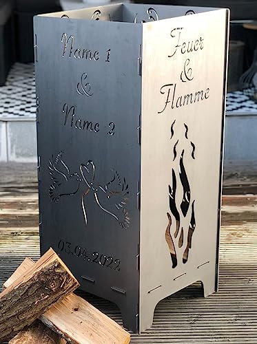 EXTRAVAGANT® Feuertonne Hochzeit Hochzeitsgeschenk PERSONALISIERT Namen Brautpaar Geschenk individuell ausgefallen besonderes Geschenk zur Hochzeit Hochzeitstag Hochzeitsgeschenkidee Hochzeitsdeko