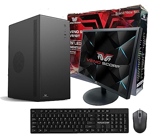 Veno Scorp desktop PC Computer Bundle Intel i7-2600 Quad Core 16GB RAM 480GB SSD + 1TB HDD WiFi Windows 11 Desktop PC 19 Monitor with VenoScorp V200 Computer (Renewed)