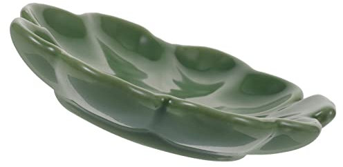 Cabilock Plateau De Bijoux en Céramique Vert Trèfle À Quatre Feuilles 3.6 Pouces Organisateur De Bagues Colliers Et Accessoires pour Maison Et Table De Maquillage