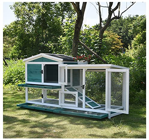 WAOCEO Katzenhaus katzenvilla Haustierkäfig Kaninchenkäfig Doppelschublade Kaninchennest Taubenkäfig Villa King Zimmer im Freien Katzenhütte (Color : Green)