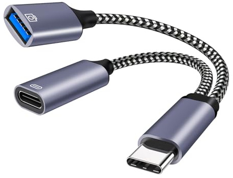 RUIZHI USB C Adapter auf USB OTG Kabel USB C Splitter 1 zu 2 zum Laden und Video USB C Verteiler mit 10W Schnellladung Typ C OTG und USB3.0 A Buchse Port für Handys U-Disk PC, Tablets, TV ect