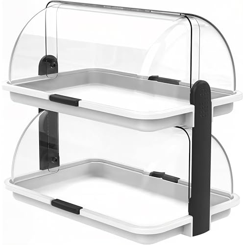 Sicignano | Vitrina expositora doble para mostrador, blanco, 46,5 x 31,5 x 40,5 cm – Expositor neutro para bar, restaurante, bufé, B&B, desayuno, almuerzo, cena, vitrina para dulces – 2 pisos