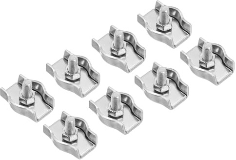 PATIKIL 5/32 / 4mm Simplex Bolzen Drahtseilklemme, 8 Stück M5 304 Edelstahl Simplex Einzelschraubenklemme für Rigging Geländer, Silberton