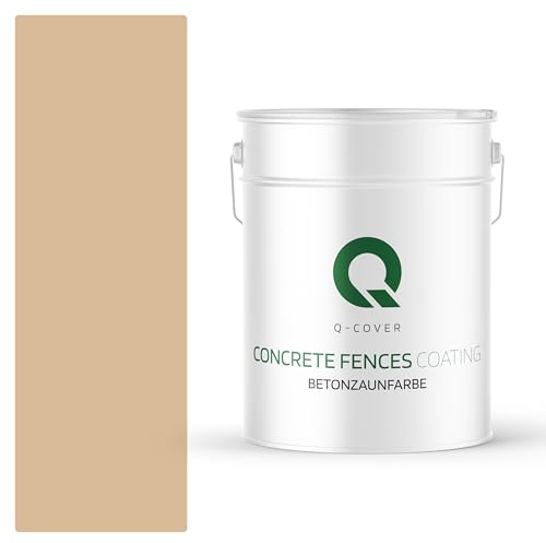 Q-COVER Betonzaunfarbe | 10L | Beige | Silikon Farbe | Außen | Betonfarbe | Hydrophobe Farbe | Acrylat Dispersion | Betonzäune | Betonelemente