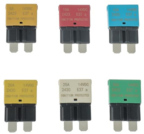 HUAREW 12V Sicherungsautomat Auto Reset ATC ATO Schutzschalter | ATC ATO Low Profile Sicherung Schutzschalter, 5A 10A 15A 20A 25A 30A (Mischen 6 Stück)