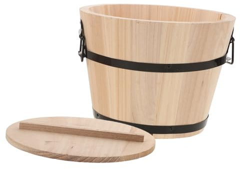 SHOWERORO Holzfass Zum Aufbewahren Von Reis Eimer Aus Holz Für Gekochten Reis Behälter Für Küche Holz-aufbewahrungsbehälter Für Lebensmittel