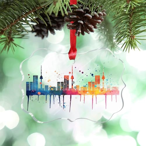 LMMIXEE Südkorea Seoul City Skyline Weihnachtsbaumschmuck Stadt Wahrzeichen Personalisierte Weihnachtsschmuck 2024 Lustiges Acryl Land Stadt Souvenir Andenken Geschenke für Familie Freund