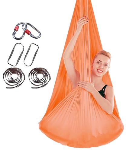 PRMTYUP Yoga Swing, Anti-Gravity Air Elastic Swing, 4M Hammock Yoga Kits, Durable Hammock, Yoga Aerial Silks, Pilates Aerial Dance Equipment, for Yoga, Pilates,10,4 * 2.8m