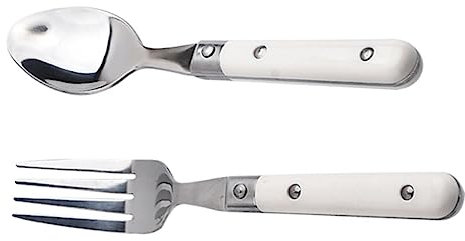TOYANDONA 2stücke Edelstahl Kinderbesteck Gabel Und Löffel Mit Elfenbeinfarbenem Griff Ergonomisch Für Selbstständiges Essen Für Kleinkinder Und Jungen Mädchen Geeignet Langlebig Sicher