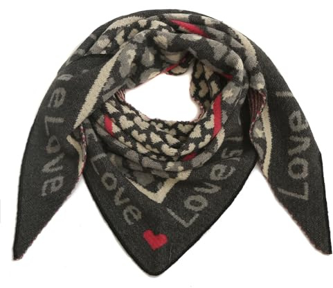 stylx Damen Schal XXL Dreieck mit Leopard Muster LEO 3FARBIG Warm Weich Strickschal Karo Winterschal Herbstschal Wolleschal Frauen Deckenschal Halstuch Scarf Poncho Cape