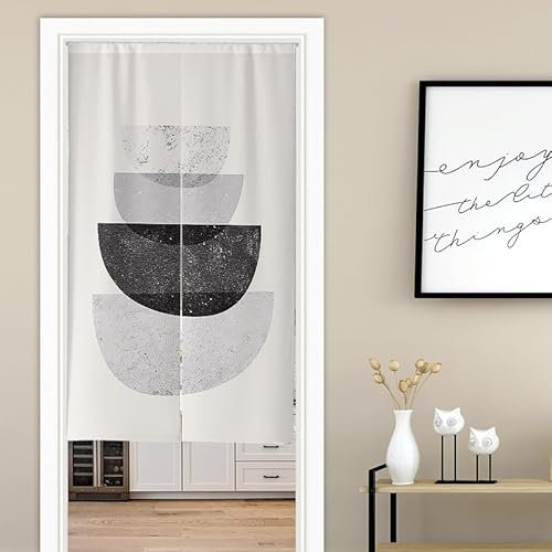 Küchenvorhänge Grau Schwarz Geometrie Scheibengardinen Polyester Vorhänge Kurz Waschbar Raumteiler Vorhang Türvorhang Langlebig Küchenvorhang Kurze Gardinen Verdickung Tür Vorhang 80x200cm