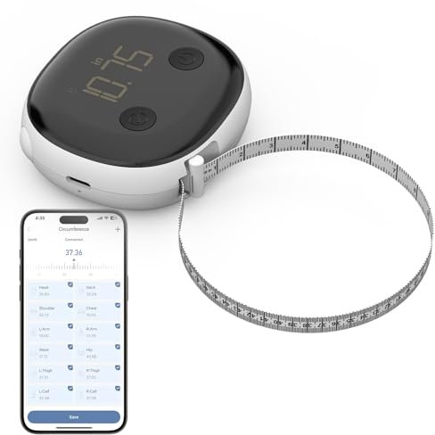 Healthkeep Metro a nastro retrattile e connesso con applicazione Bluetooth ricaricabile USB-C per misurazione del corpo, guadagno muscolare, fitness e sollevamento pesi, 150 centimetri, 60 pollici