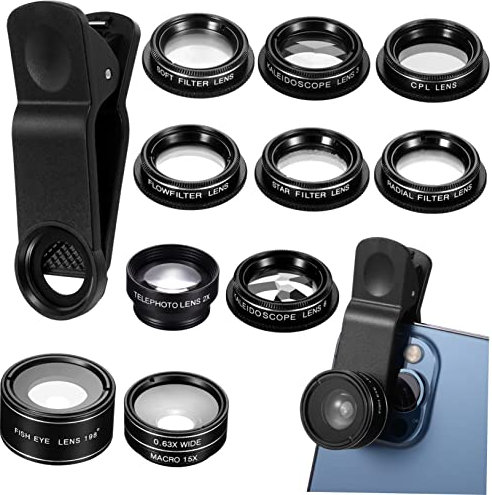 COLLBATH Telefonkamera Objektiv 11 Stück Weitwinkel Makro Fischauge Langlebige Telefonlinse Mit Aufbewahrungstasche Tragbares Kamera Ersatzobjektiv Für Smartphones Und Tablets
