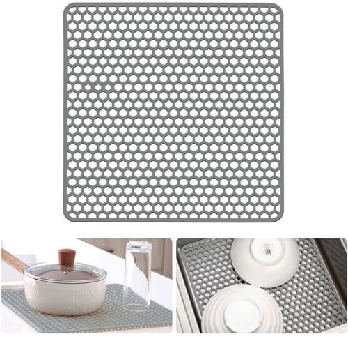 Sertay Tapis Évier Silicone, Protection Fond Évier Antidérapant, Tapis Protection Évier, Tapis Fond Evier Cuisine, Peut Être Utilisé pour Nettoyer les Fruits Et Légumes, Filtrer les Déchets de Cuisine