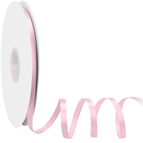 Satinband Schleifenband Rosa, Dooozy 6mm 91m Geschenkband Dekoband, Stoffband für Verpacken Geschenken Weihnachten Hochzeit Dekorieren