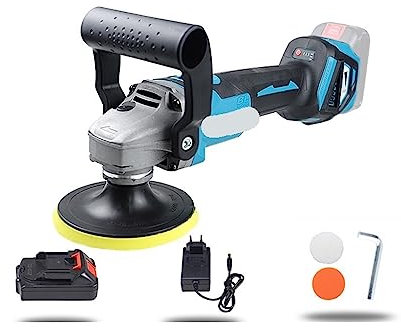 ZKLGS Máquina pulidora, lijadora Orbital, Pulidora sin escobillas inalámbrica de Ajuste de 6 velocidades, pulidora eléctrica de Encerado de Coche de 125mm para lijar, pulir(Kit 2)