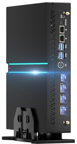 Kinupute Mini Gaming PC, Ordenador de Sobremesa i9-14900F 24 Núcleos hasta 5.8GHz, 64G DDR5, 4T M.2 PCIE4.0 SSD, Win-11 Pro, GeForce RTX4070 12G, Cuatro Pantallas, 8K@60Hz, Doble LAN, WiFi6E/BT5.3