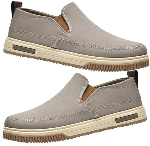 AEHO Scarpe per Diabetici Uomo sanitarie comode Slip on Pianta Larga Sneaker Casual Senza Lacci Sneakers,Marrone,42 EU