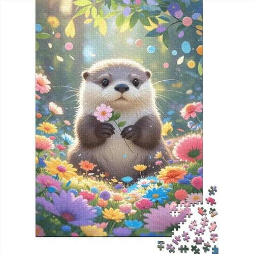 Loutre Bouquet de Fleurs Puzzle 1000 Pièces, Puzzle en Bois, Adultes Et Enfants À Partir De 14 Ans, Jeu Educatif, Home Decor, Cadeau Unique 1000pcs (75x50cm)