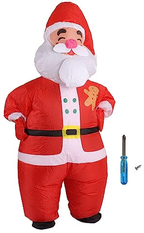 Fdit Aufblasbares Weihnachtskostüm, Erwachsene Blasen Weihnachtsanzug Wasserdichtes Leichtgewicht für Partys Cosplay -Events mit Batteriekoffer (Großer Weihnachtsmann)