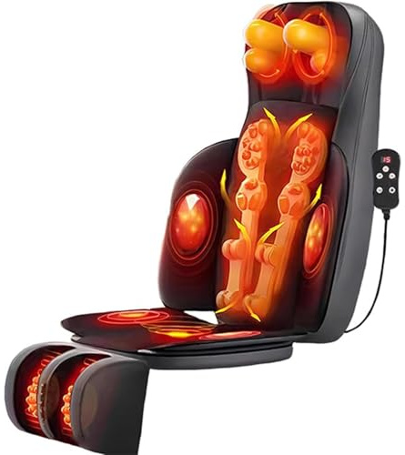 ZWDMAER Fully Body Massage Chair Cushion, Back Massager with Heat, Deep Kneading Massage Seat Pad for Leg and Foot, Portable Multi-functional Hip and Waist Side Vibration Massage Pad for Home, Office