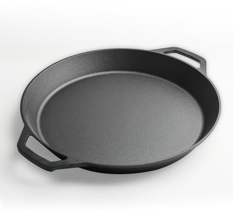 YYMIYU Extra Large Pre-Seasoned Cast Iron Skillet - Dual Assist Handles - Use in the Oven, on the Stove, on the Grill,Commercial or Over a Campfire (26 Inch)