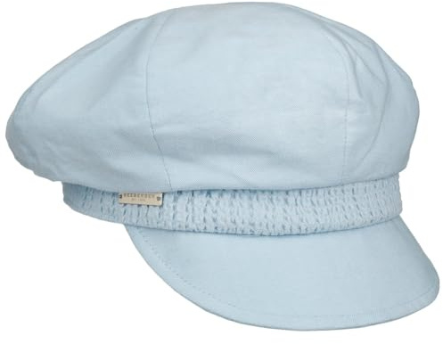 Seeberger Uni Chambray Ballonmütze Schirmmütze Schildmütze Newsboy Cap Damen - mit Schirm Frühling-Sommer Frühjahr Sommer - One Size hellblau