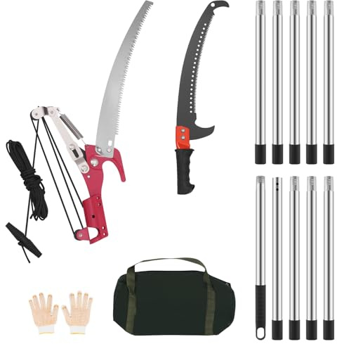 Astsäge Teleskop,0.8-4.26m-Einstellbare Länge Handsäge Baumsäge,Gartensäge Teleskopsäge mit Tragetasche, 2 Klinge, Stangensäge für Astungsarbeiten und Baumpflege