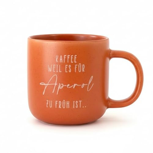 Generisch Keramiktasse Orange mit Aperol-Spruch, 370 ml, Spülmaschinenfest, Lasergravur, Geschenk Weihnachten Geburtstag Feier Nikolaus