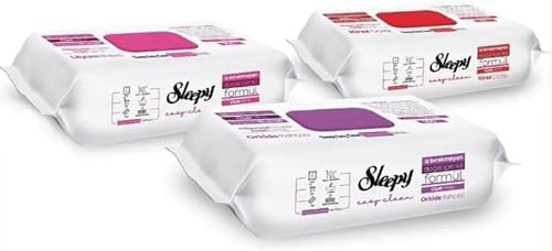 3 x Sleepy Easy Clean - 100 Wipes of Each Colour - Cherry Blossom, Lily Bouquet & Orchid Garden: Chlorine-Free & Plant-Based + HeartGlobal Shipping Protection