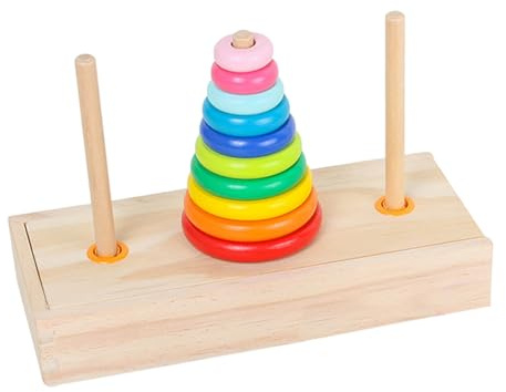 Torre di Hanoi, rompicapo in legno per bambini Arcobaleno impilabile Blocchi a torre Educazione precoce Pensiero logico Giocattoli sensoriali per 3+ anni Bomboniera