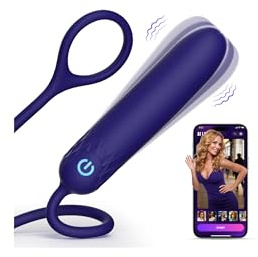 Mini Bullet Vibrator Sex Toys G Spot Nipple Clitorals Stimulator with 10 Vibration & Pull Ring, Portable Lipstick Dildo Clitoral Vibrators Full Silicone Vaginal Anal Massager AI Sync APP Control Toys