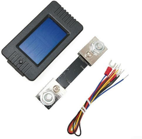 Hasaller MNJ - Misuratore di batteria DC con display LCD, 0-200 V, 0-100 A, voltmetro amperometro per camper, auto solari e applicazioni industriali, shunt da 100 A incluso