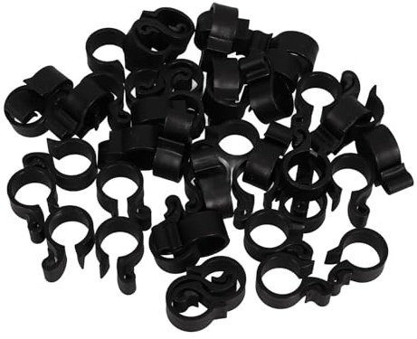 CIYODO 50pcs Black Pe Tube Clips Quick Release Hose Clamps for 25mm Drip Irrigation Hoses, Plastic Pipe Buckle Hooks for Garden and Greenhouse Watering Systems