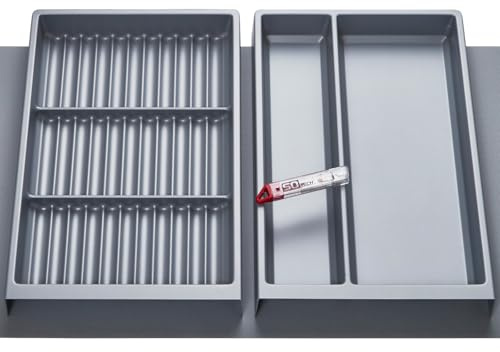 Orga-Box Vario SET 3 silbergrau für 80er Schublade Mehrzweckeinsatz | Gewürzeinsatz Antirutschmatte Orga-Weave