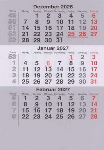 HiCuCo Kalendarium (lose Blätter) für 2 Jahre (2027 + 2028) passend für 3-Monats-Tischkalender Edelstahl TypB