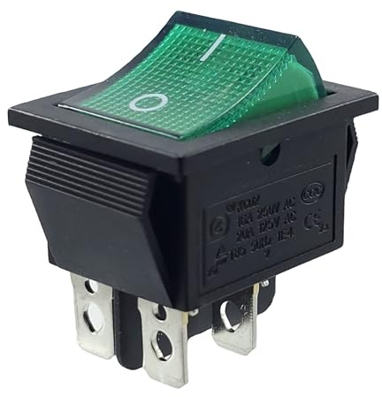 Interrupteur à bascule momentané DPST vert lumineux 22 x 30 mm 4 broches