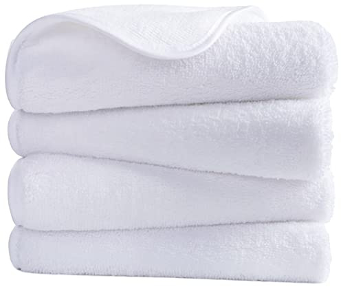 Polyte - Toalla de Manos de Microfibra superabsorbente antipelusa - Secado rápido - Blanco - 40 x 76 cm - Pack de 4